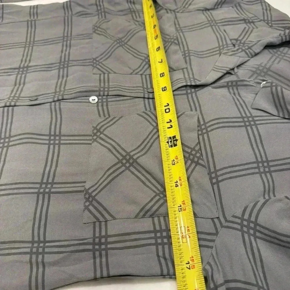 Eileen Fisher silk gray plaid button up short dress size XXS perfect condition - Picture 5 of 9